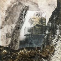 Cement Factory 11, 22” x 28” Mixed Media
Paint, plaster, corrugated cardboard, sand and gravel, burlap, fiber tape, photograph on vellum.