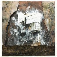 Cement Factory 13, 25” x 27” Mixed Media
Paint, pulp paper, corrugated cardboard, sand and gravel plaster, photographs on vellum.