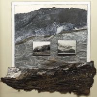 Quarry, Moel Fferna 15, 21” x 25”
Paint, graphite, tracing paper, plaster, cardboard, roots,
Sand and gravel, photographs on vellum.