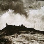Castell Dinas Bran - Sepia watercolor