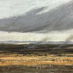 Burning stubble, Cambridgeshire, pastel