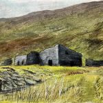 Moel Fferna, ink drawing, pastel