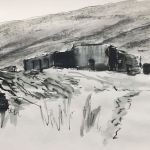 Moel Fferna,study - Ink with pastel